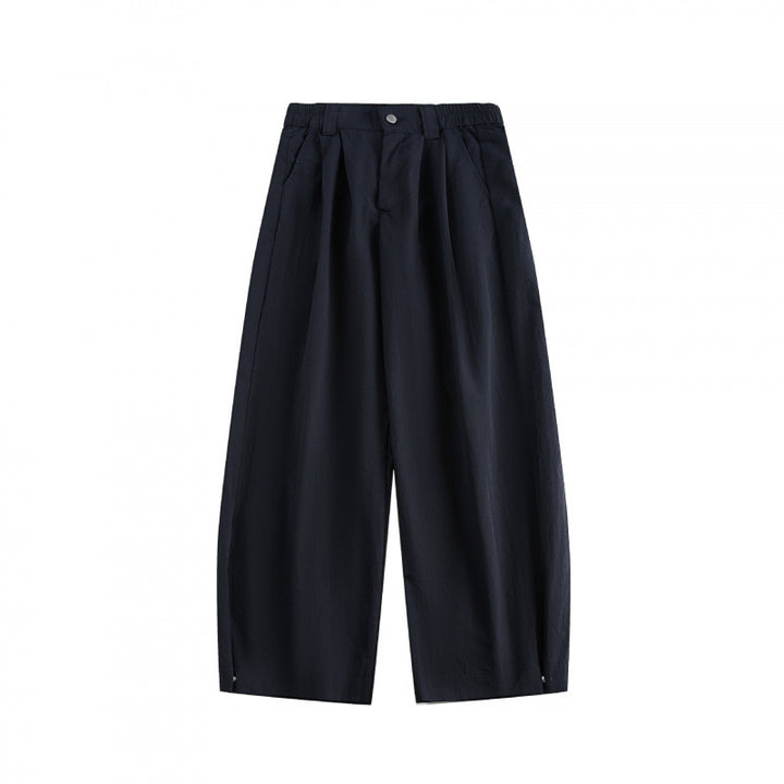 Women's wide high-waisted culotte pants with pleats, elastic waistband, and side pockets Mune Fashion
