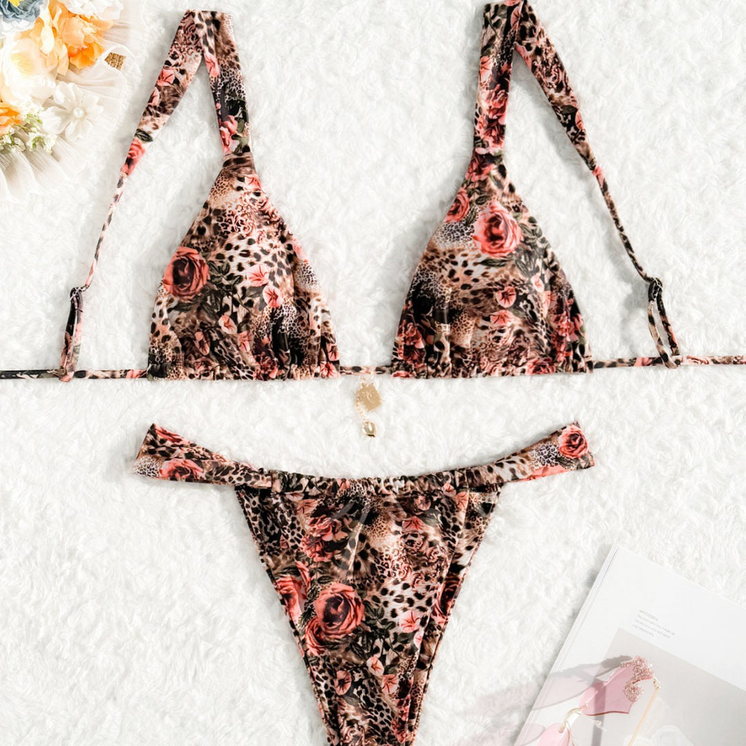 Women's triangle bikini with floral leopard pattern Mune Fashion