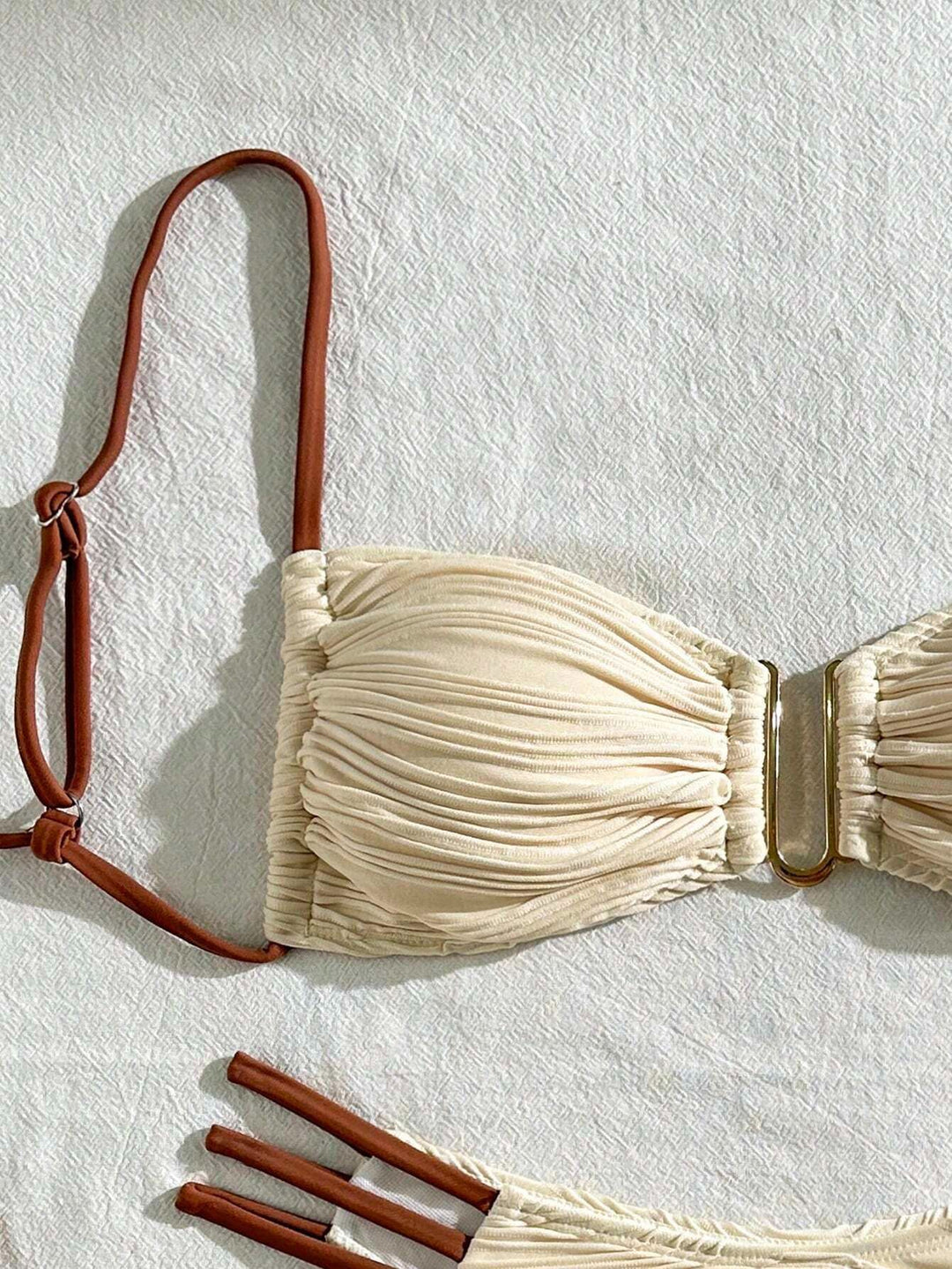 Women's bandeau bikini with sophisticated pleat design and side ties Mune Fashion