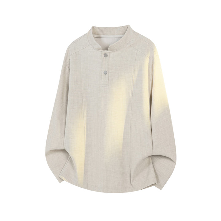 Men's Elegant Modern Long Sleeve Shirt with Stand Collar and Button Placket Mune Fashion