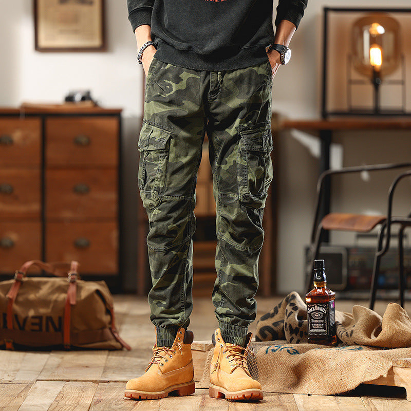 Men's cargo pants in jogger style with drawstring elastic cuffs and multiple pockets Mune Fashion