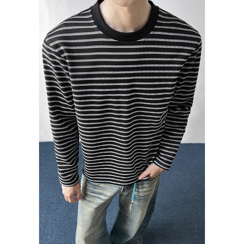 Men's Sporty Long Sleeve Shirt with Striped Pattern Mune Fashion