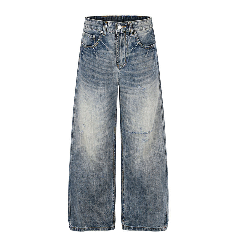 Women's Wide High-Waist Denim Palazzo Jeans with Used Effect and Wide Leg Mune Fashion