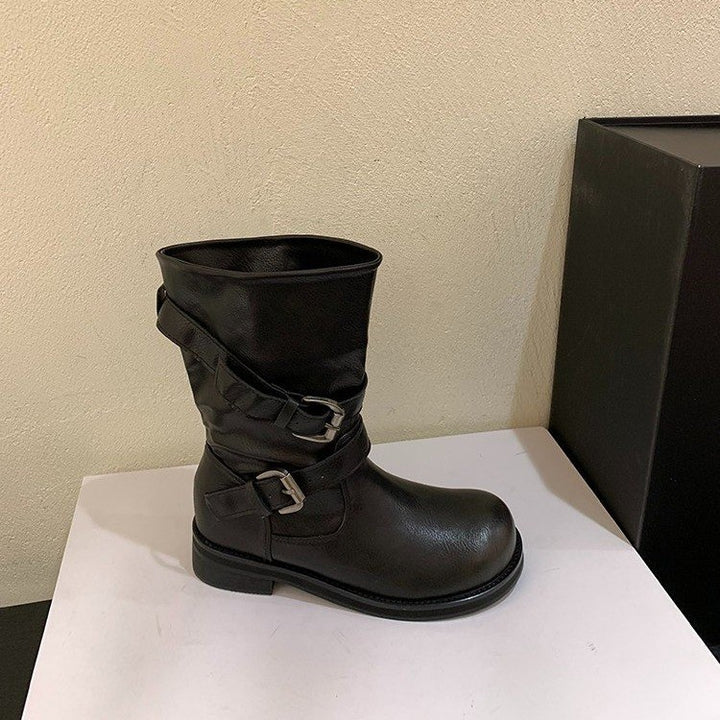 Women Stylish Ankle Boots with Buckle Details Mune Fashion
