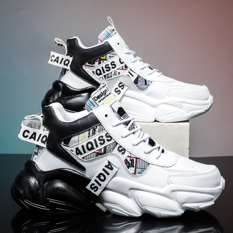 Men's futuristic high-top plateau sneaker with patterned textile mix, padded ankle collar and sculpted EVA sole Mune Fashion