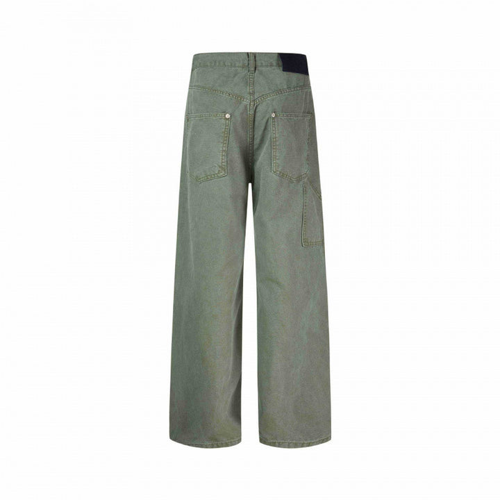 Women's wide high-waist pants with asymmetric button placket and patch pockets Mune Fashion