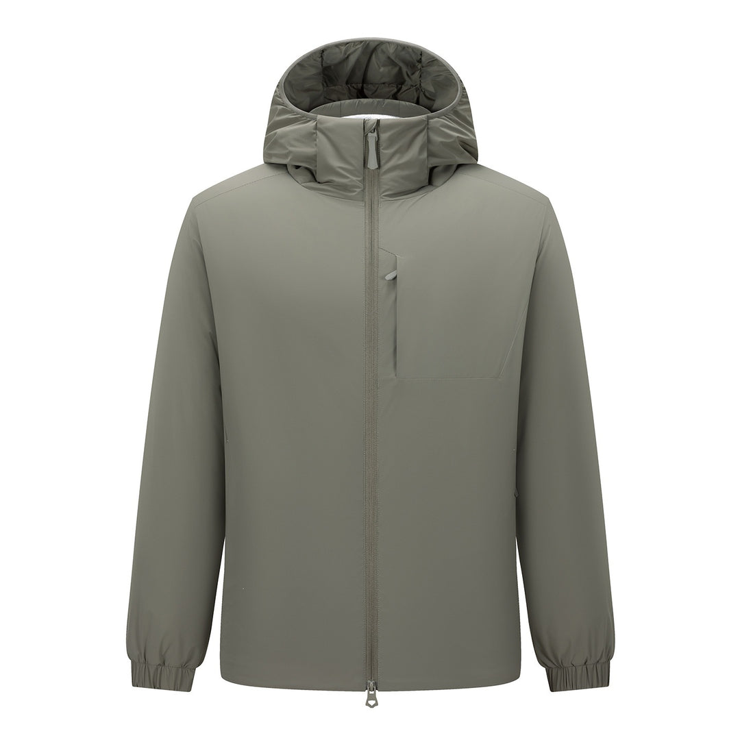 Men's Lightweight Waterproof Softshell Rain Jacket with Hood and Hidden Chest Pocket Mune Fashion