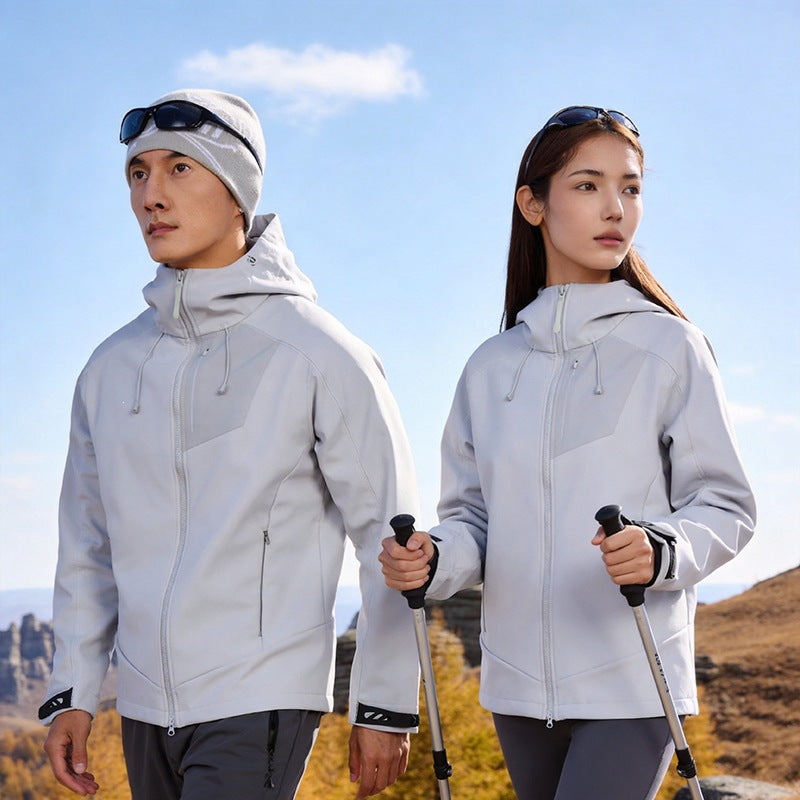 Men's Softshell Trekking Jacket with Hood breathable windproof stretch Mune Fashion