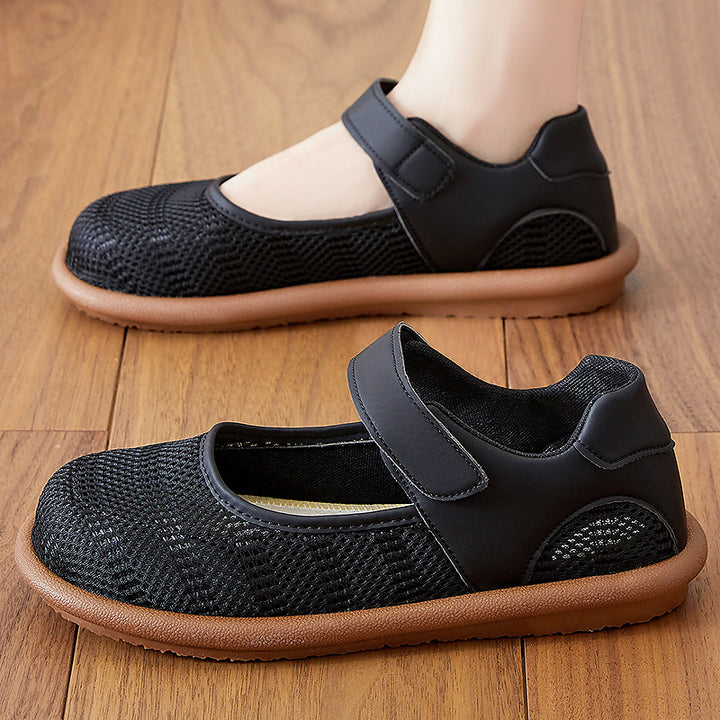Ladies non breathable Mary-Jane slippers with Velcro closure and ergonomic comfort sole Mune Fashion