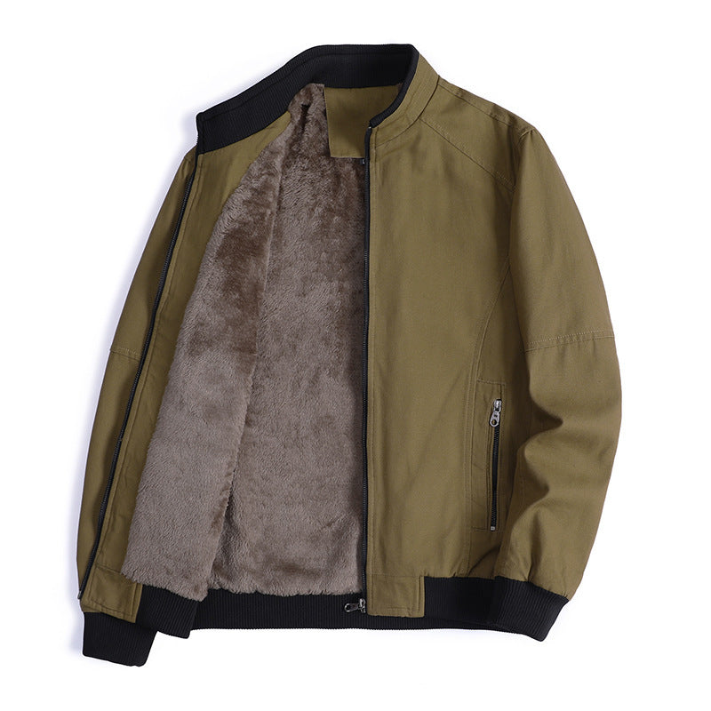 Men's padded canvas bomber jacket with teddy fleece lining and stand-up collar Mune Fashion