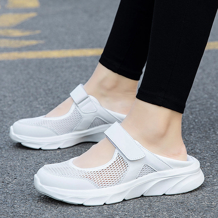 Women's Nan Comfort Strap Sneakers with Velcro Seamless Knit Shaft and Cushioning Lightweight Sole Mune Fashion
