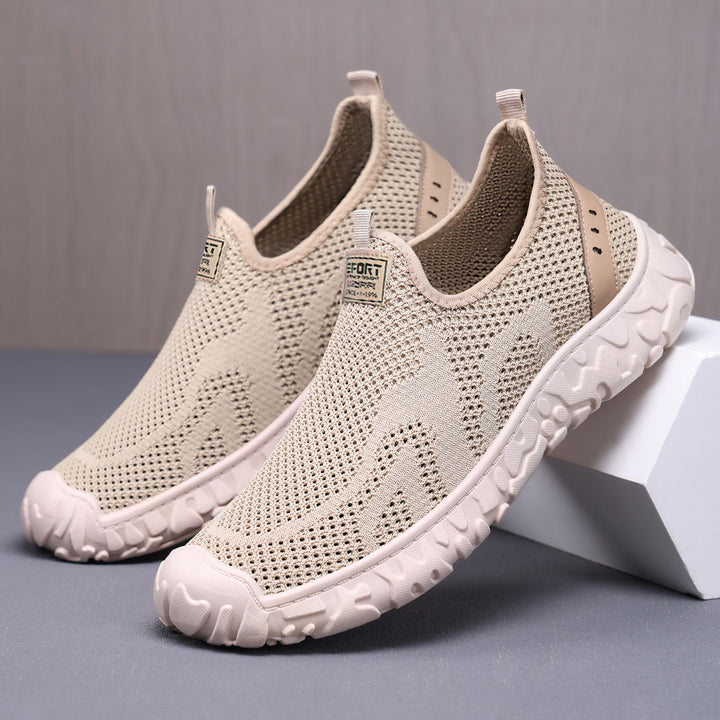 Unisex nan lightweight breathable slip-on knit walking shoe with flexible tread sole Mune Fashion