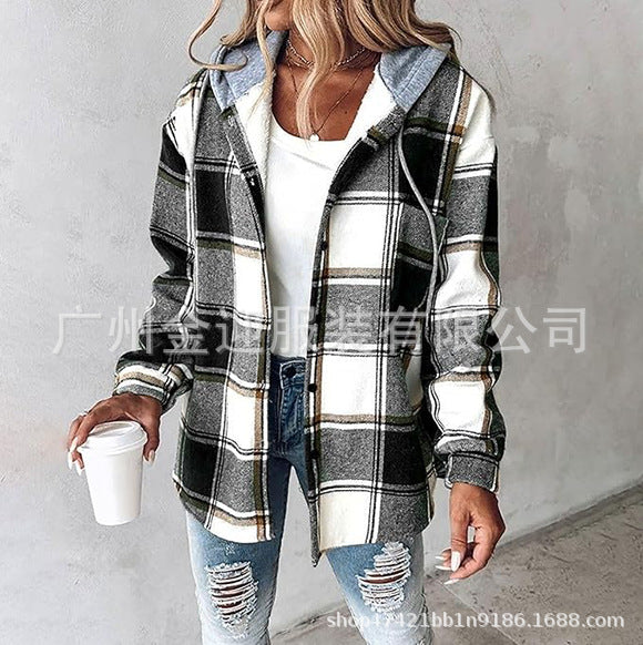Women's hooded cardigan with stripes and snap button placket Mune Fashion