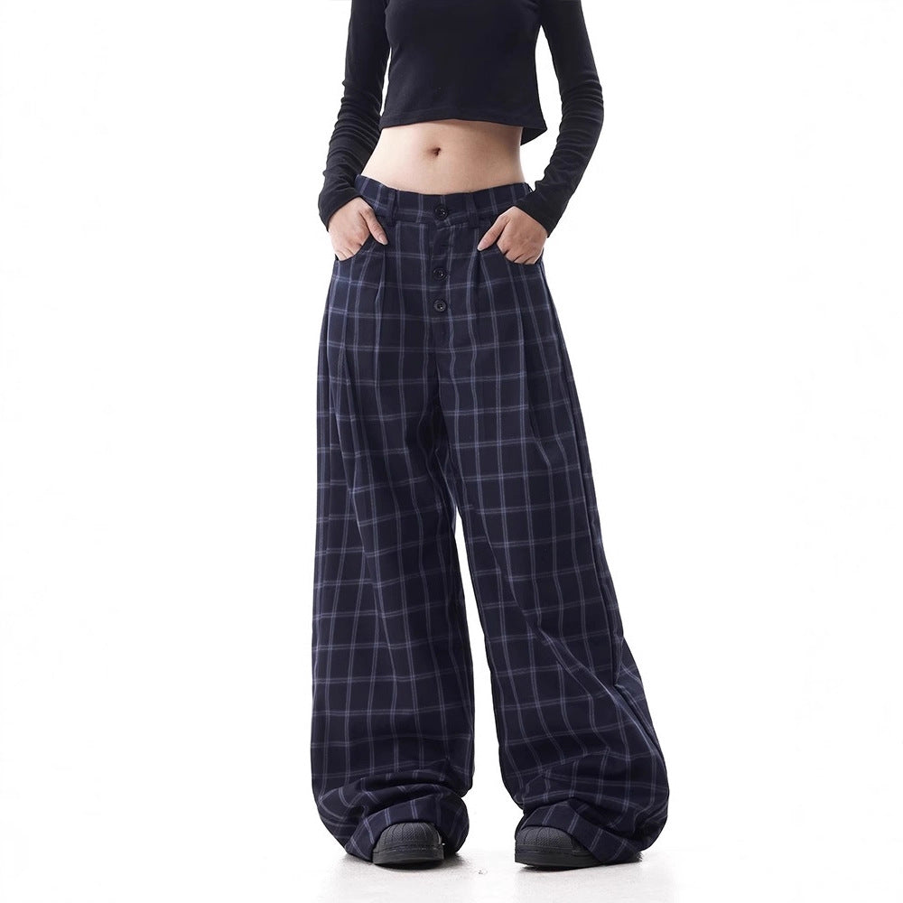 Women's Wide-Cut Carrot Pants with Check Pattern Mune Fashion
