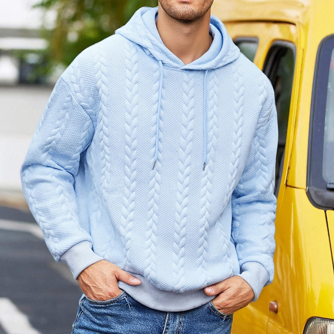 Men's hooded sweatshirt with raised braided relief and soft inner lining Mune Fashion