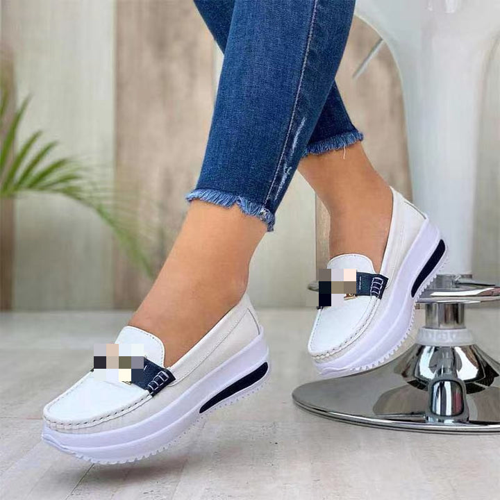 Women's Platform Loafer with Metallic Fabric and Lightweight Profile Sole Mune Fashion