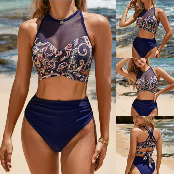 Ladies bikini set with high-cut bottom and mesh details Mune Fashion