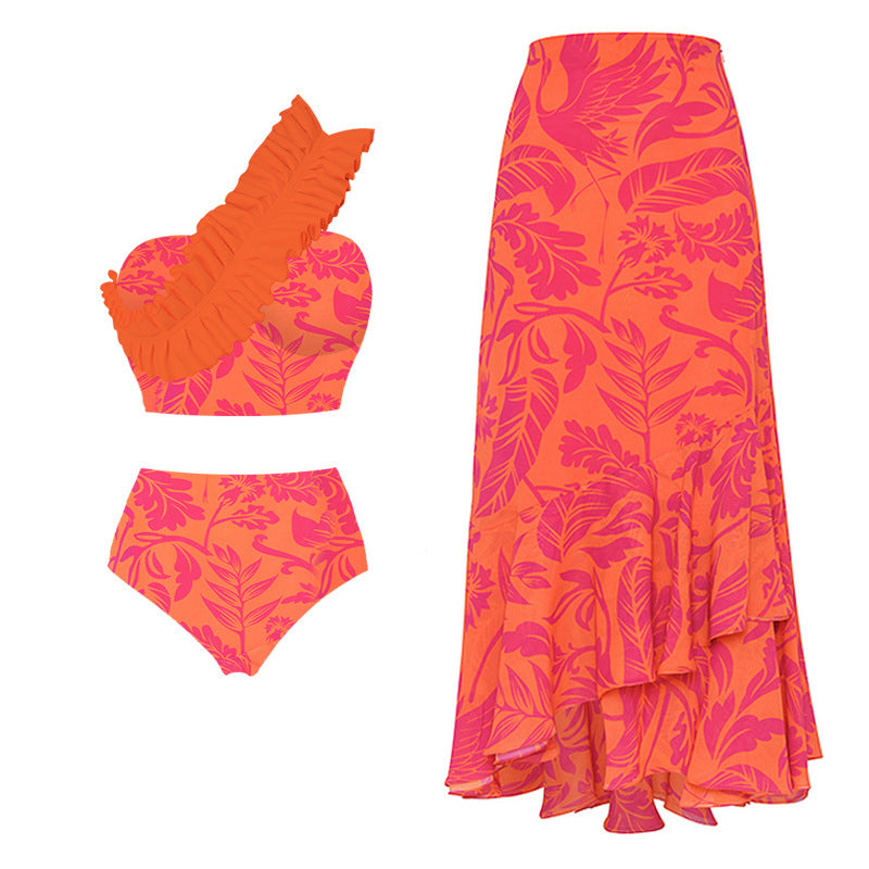 Women's asymmetric women's swimsuit with ruffle elements Mune Fashion