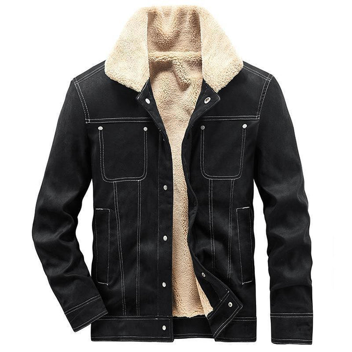 Men's Suede Look Trucker Jacket with Teddy Lining Mune Fashion