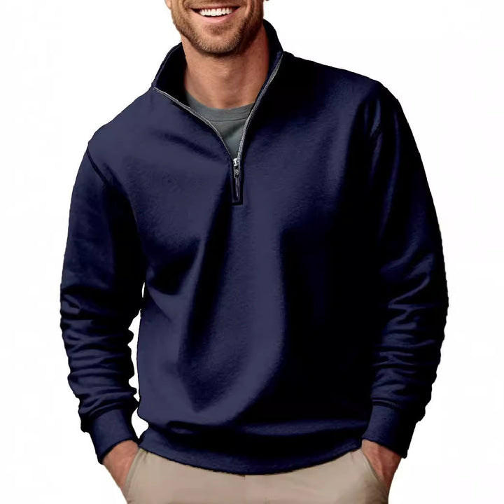 Men's half-zip sweatshirt with stand-up collar and soft fleece interior lining Mune Fashion