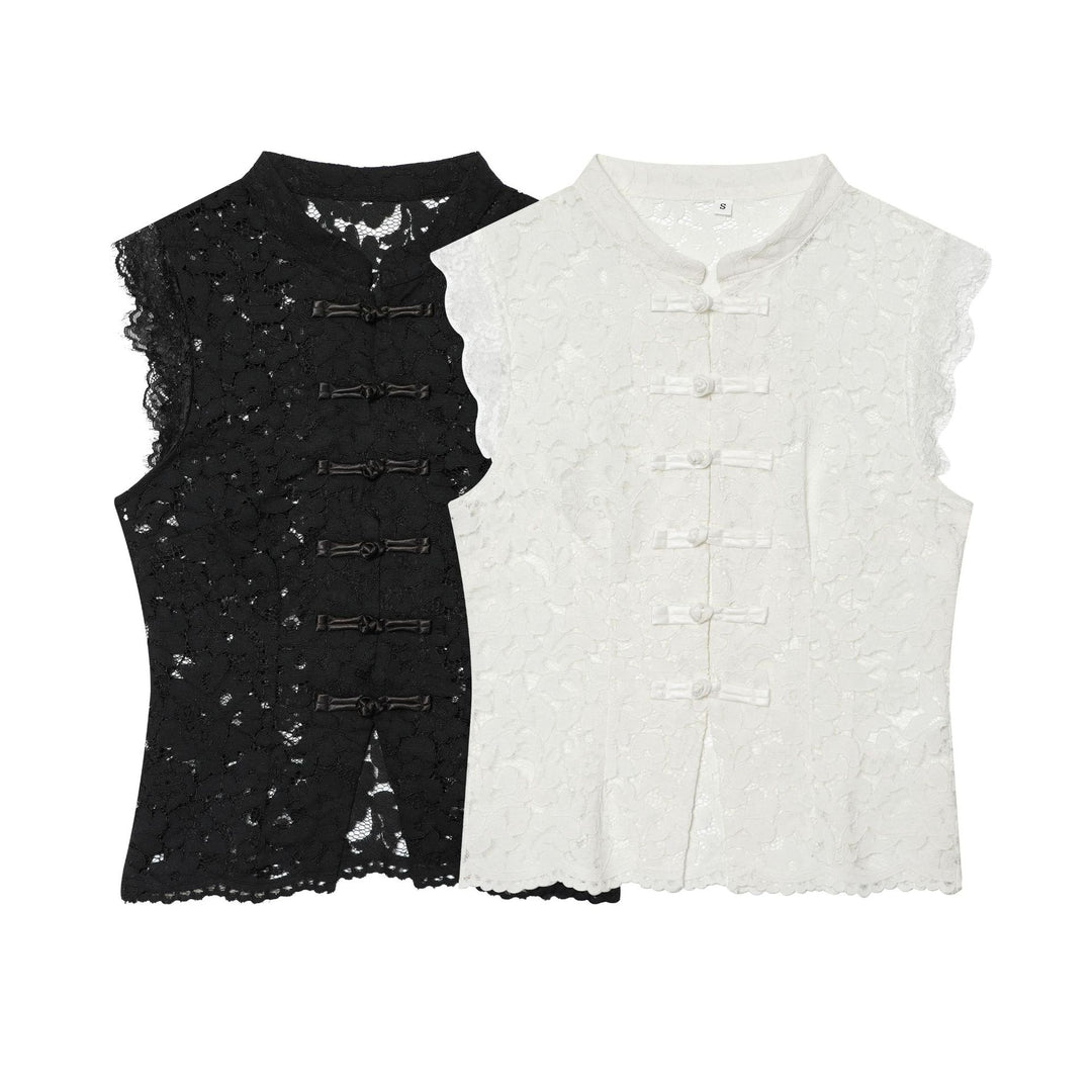 Ladies nan elegant lace jacket with stand-up collar, decorative cord closures and cropped silhouette Mune Fashion