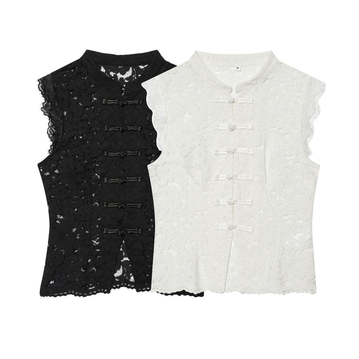 Ladies nan elegant lace jacket with stand-up collar, decorative cord closures and cropped silhouette Mune Fashion