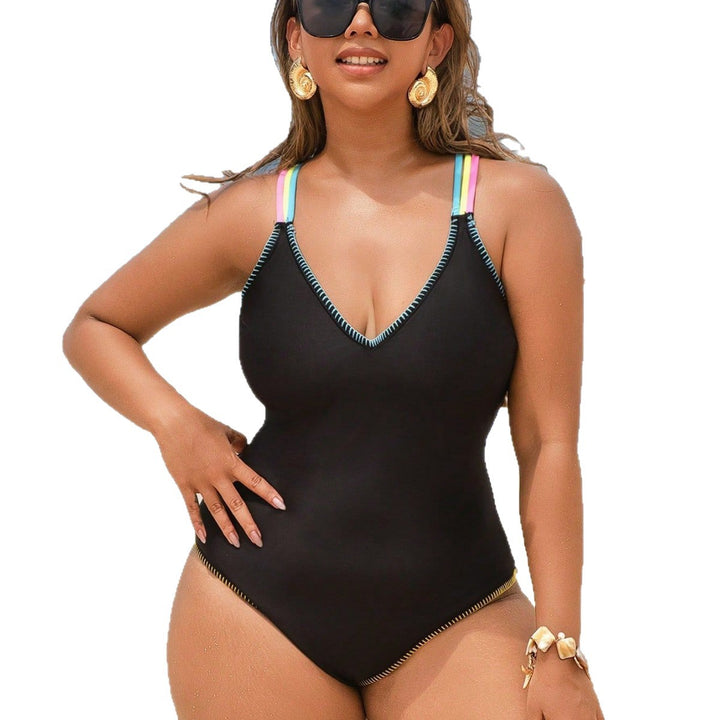 Women High-cut Swimsuit with Fashionable Contrast Straps Mune Fashion