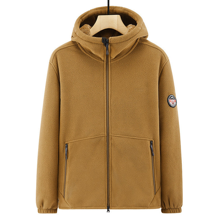 Men's fleece hoodie jacket with teddy lining, two-way zipper and concealed zip pockets Mune Fashion