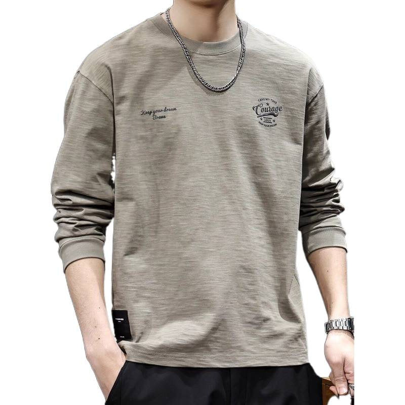 Men's long-sleeve shirt made of cotton blend with subtle wash texture and round neck Mune Fashion