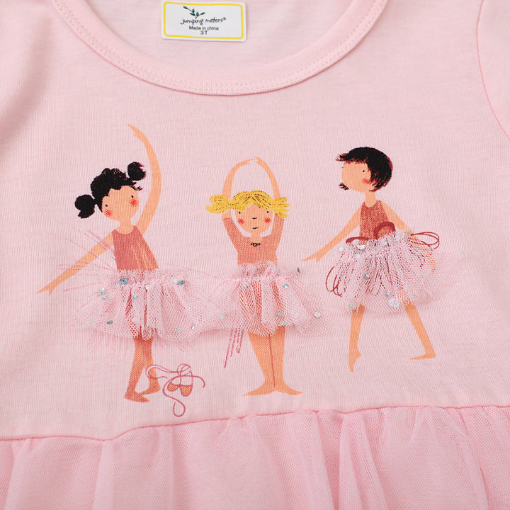Girls' ballet dress with tulle skirt and lively dancer appliqués Mune Fashion