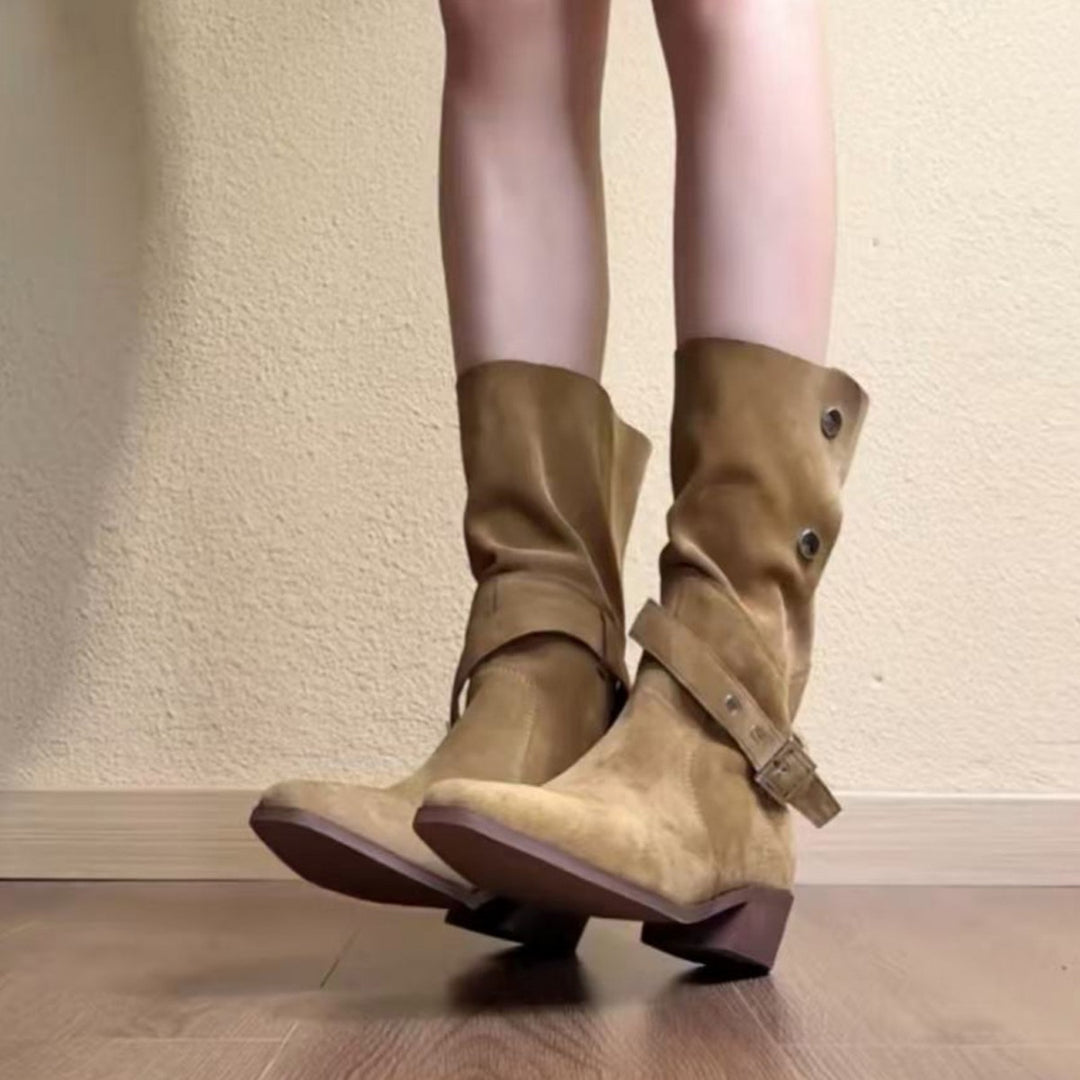 Women's Elegant Lace-Up Boots with Stylish Strap Mune Fashion