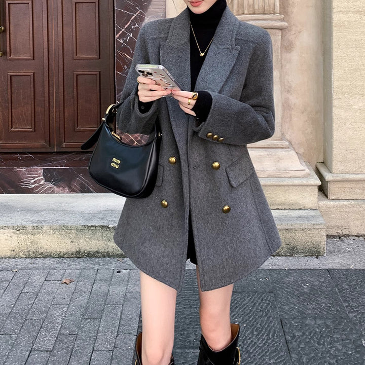 Ladies Elegant Wool Coat Mune Fashion