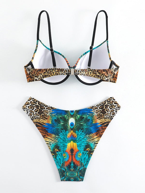 Women's triangle bikini with extravagant feather design and sparkling accents Mune Fashion