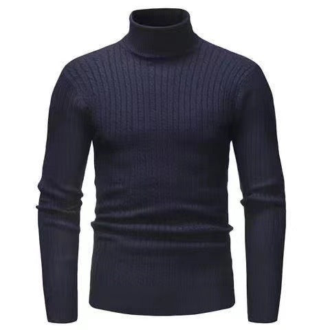 Men's slim turtleneck sweater with cable structure, fine rib knit and elastic cuffs Mune Fashion