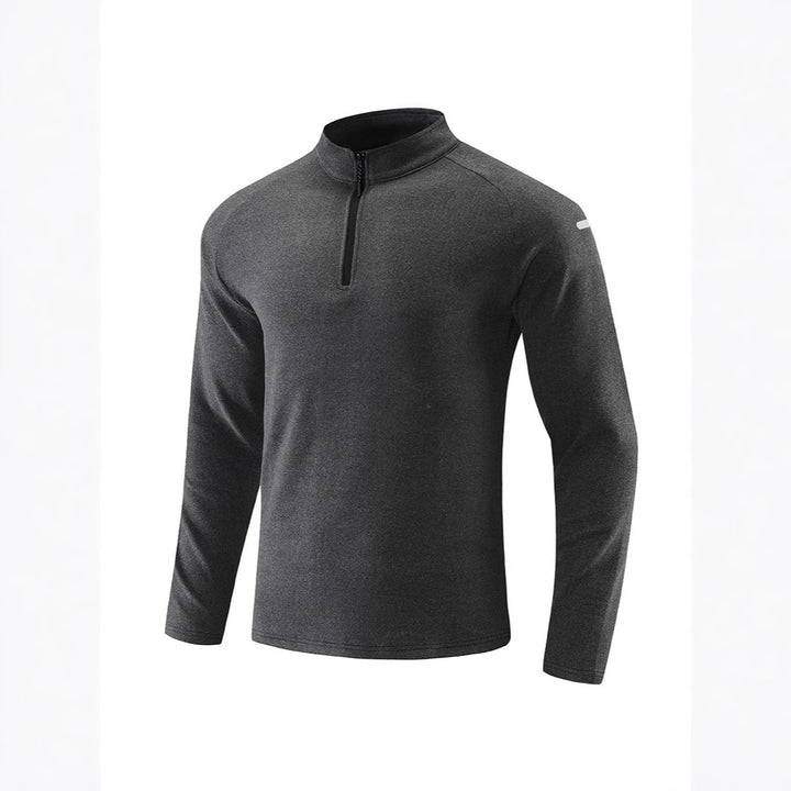Men's Breathable Functional Long Sleeve Shirt with Stand-up Collar and Short Zipper Mune Fashion