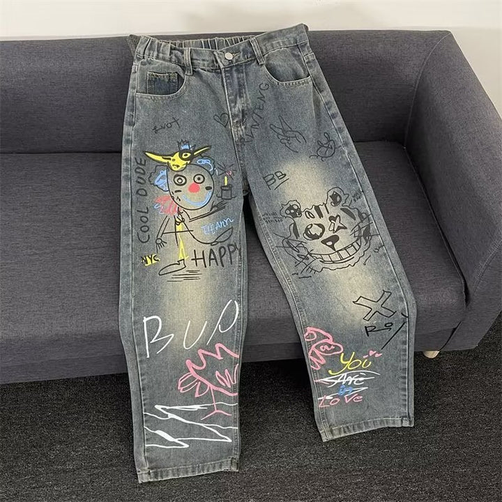 Ladies Fashion Jeans with Creative Graphic Print Mune Fashion
