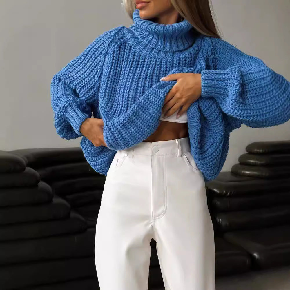 Women's Oversized Chunky Knit Sweater with Turtleneck and Loose Fit Mune Fashion