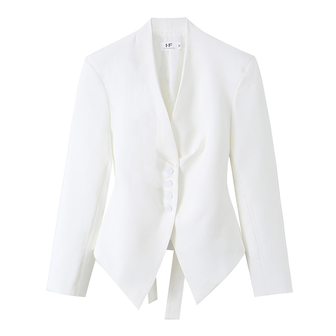Women's fitted blazer with asymmetric hem and wrap detail Mune Fashion