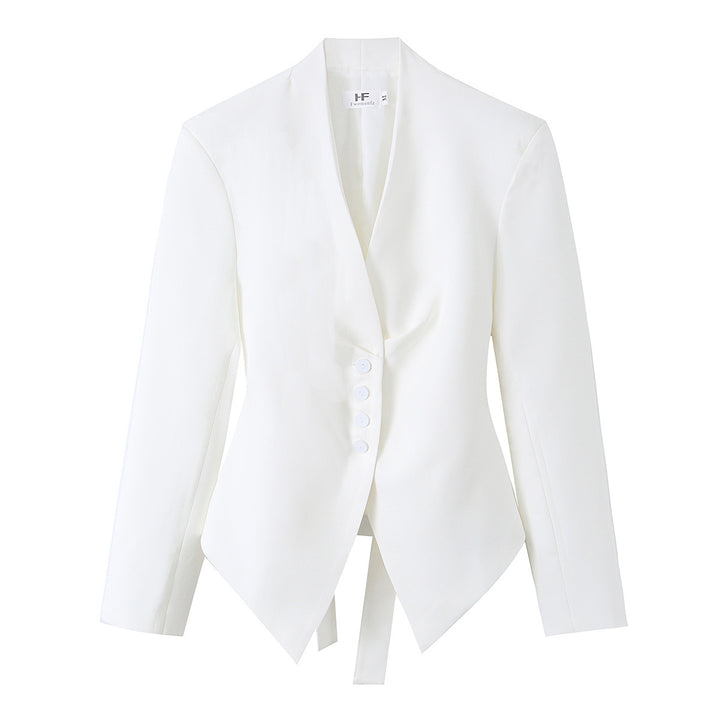 Women's fitted blazer with asymmetric hem and wrap detail Mune Fashion