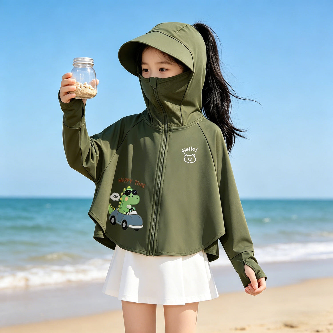 Girls fashionable hoodie jacket with light UV protection Mune Fashion