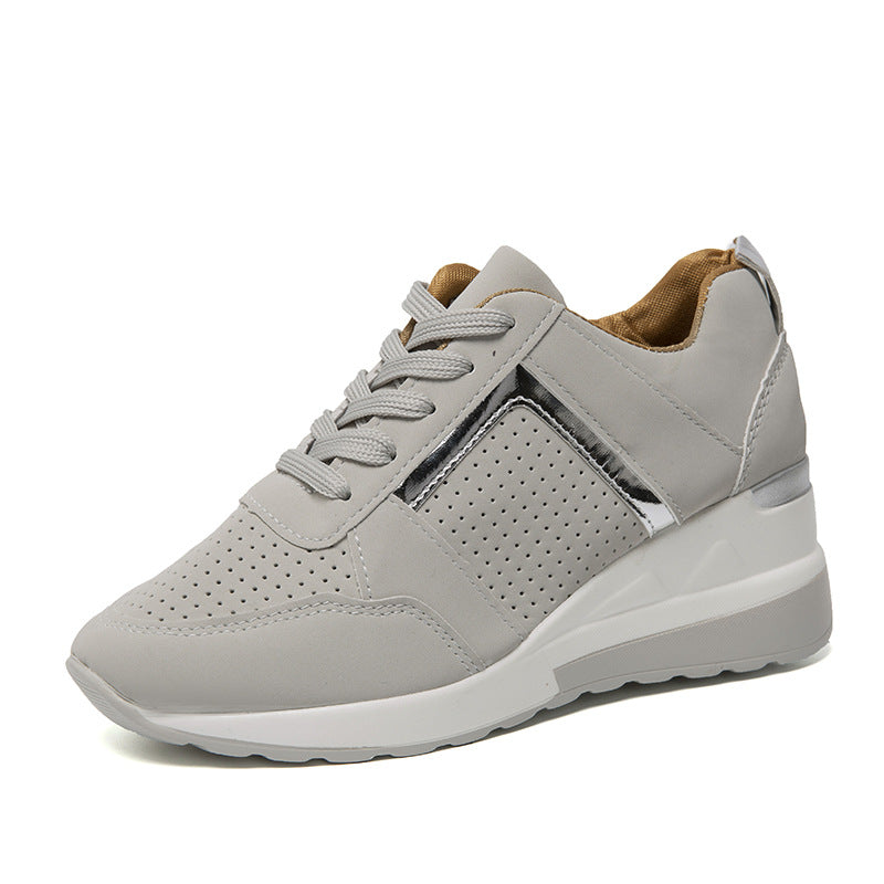 Ladies  wedge sneakers with perforated microfiber upper, padded heel cap and slip-resistant patterned sole Mune Fashion