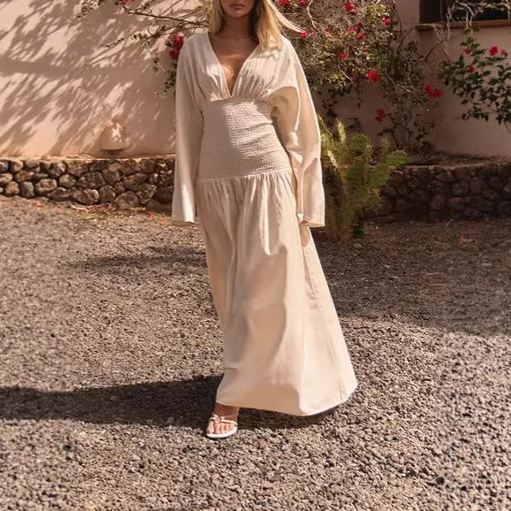Women Elegant Maxi Dress with Peplum and Ruffle Details Mune Fashion