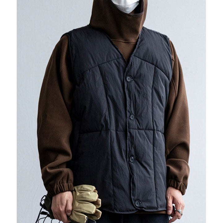 Men's Lightweight Quilted Vest with High Collar Mune Fashion