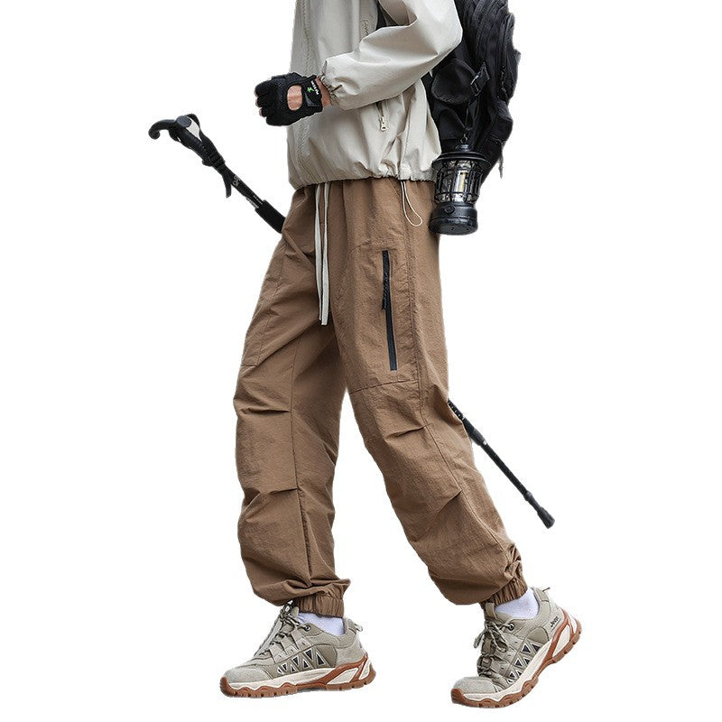 Men's Lightweight Technical Cargo Trekking Pants with Drawstring Waist, Zipper Pockets, and Elastic Hem Mune Fashion