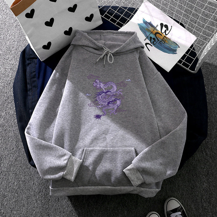 Unisex oversized hoodie with detailed dragon print, brushed fleece lining, and kangaroo pocket Mune Fashion