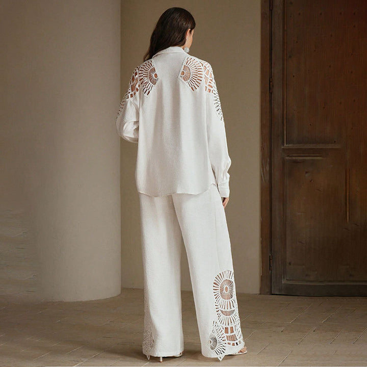 Women Elegant Blouses and Pants Combination Mune Fashion