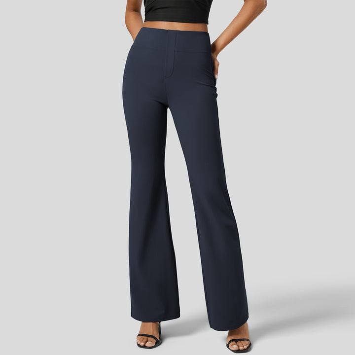 Women's High-Waist Stretch Flared Pants with Wide Comfort Waistband Mune Fashion