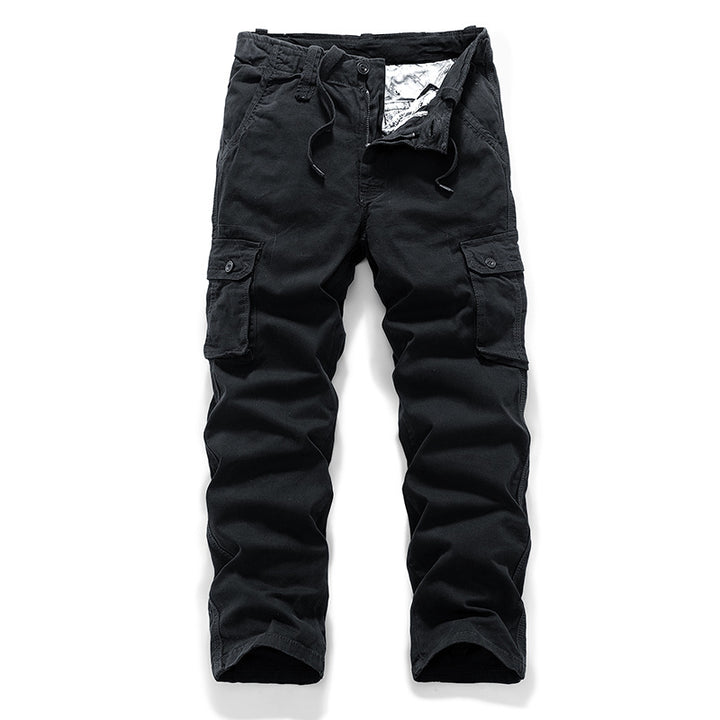 Men's Robust Canvas Cargo Pants with Drawstring Waistband, Knee Inserts, and Multiple Flap Pockets Mune Fashion