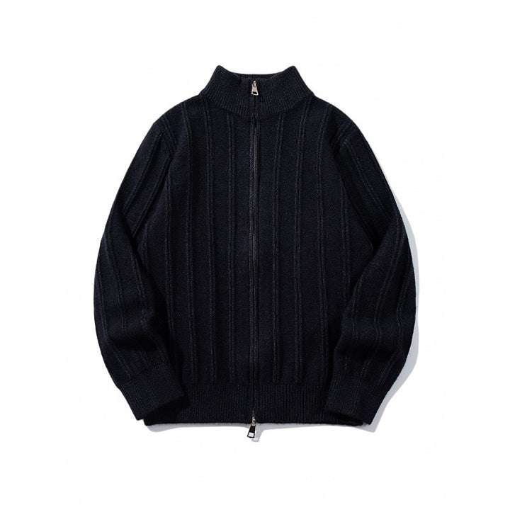 Unisex Zip Sweater with Stand-Up Collar and Vertical Structure Mune Fashion