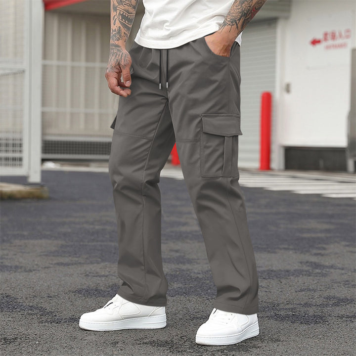 Men's nano technical cargo leisure pants with drawstring waistband, straight leg, and patch flap pockets Mune Fashion